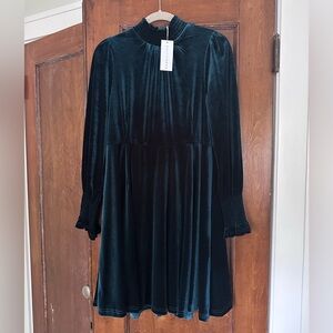 Baltic Born Teal Velvet Mock-Neck Dress